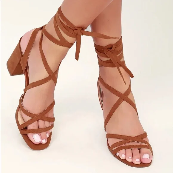 NIB Ashton Tie Up Suede Heels - Picture 2 of 4